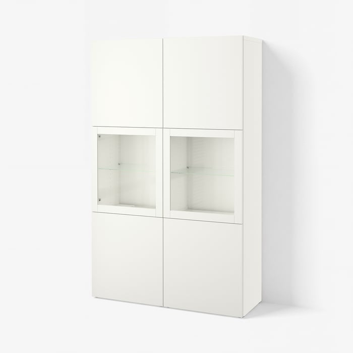 BESTÅ Стелаж/скляні двері, білий Lappviken/Sindvik біле прозоре скло, 120x42x193 см