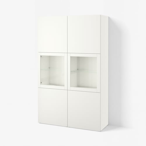 BESTÅ Стелаж/скляні двері - білий Lappviken/Sindvik біле прозоре скло 120x42x193 см