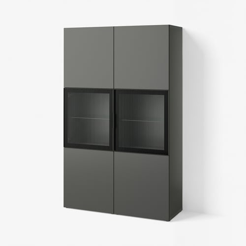 BESTÅ Стелаж/скляні двері - темно-сірий Lappviken/Fällsvik антрацит 120x42x193 см