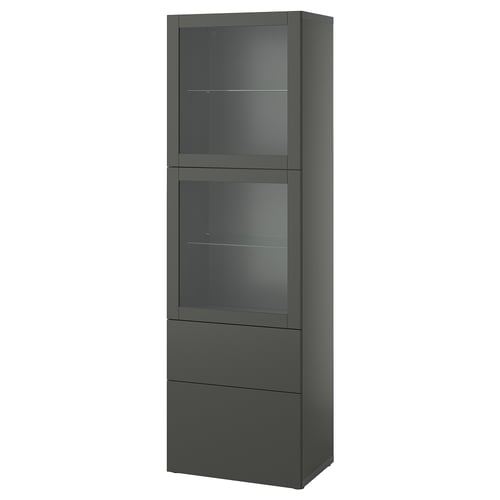 BESTÅ Стелаж/скляні двері - темно-сірий Lappviken/Sindvik темно-сірий 60x42x193 см