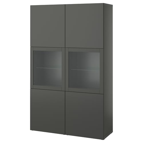 BESTÅ Стелаж/скляні двері - темно-сірий Lappviken/Sindvik темно-сірий 120x42x193 см