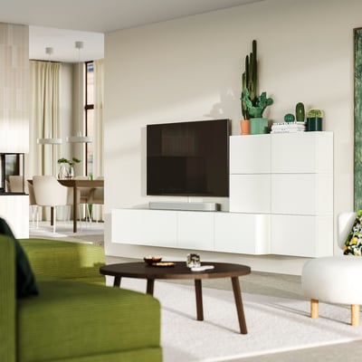 BESTÅ Szafka na TV,hifi, biały Lappviken/biały, 300x42x114 cm