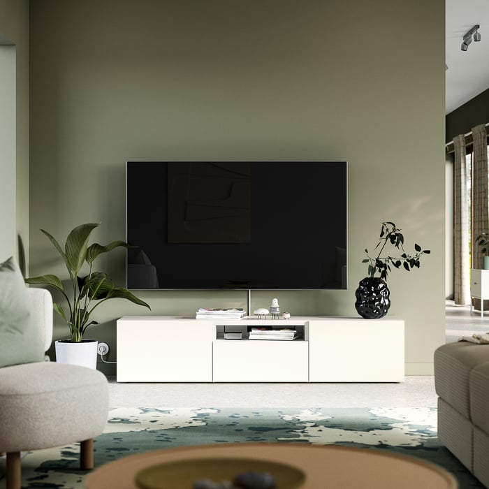 BESTÅ Тумба під ТБ, білий/Lappviken білий, 180x42x39 см, фото 3