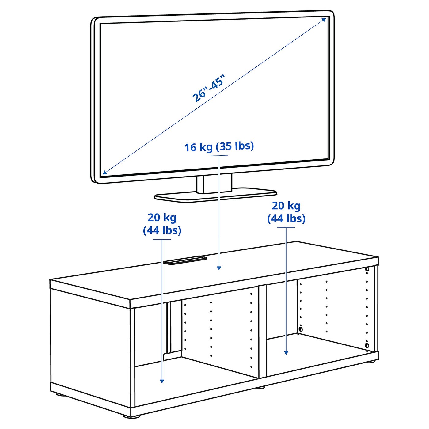 Тумба під телевізор IKEA BESTÅ, білий, 120 × 40 × 38 см — фото 4