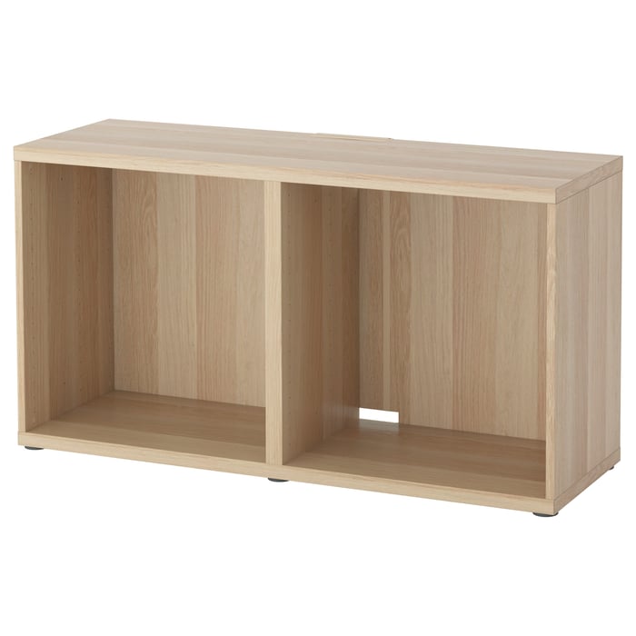 BESTÅ Тумба під ТБ, імітація дуба з білою морилкою, 120x40x64 см