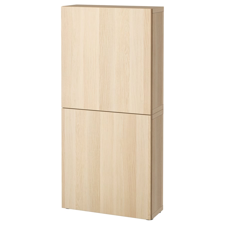 BESTÅ sienas skapītis ar 2 durvīm  60x22x128 cm balti beicēta ozolkoka imitācija/Lappviken balti beicēta ozolkoka imitācija