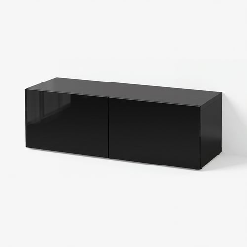 BESTÅ Шафка з дверцятами - чорно-коричневий/Selsviken глянцевий/чорний 120x42x38 см