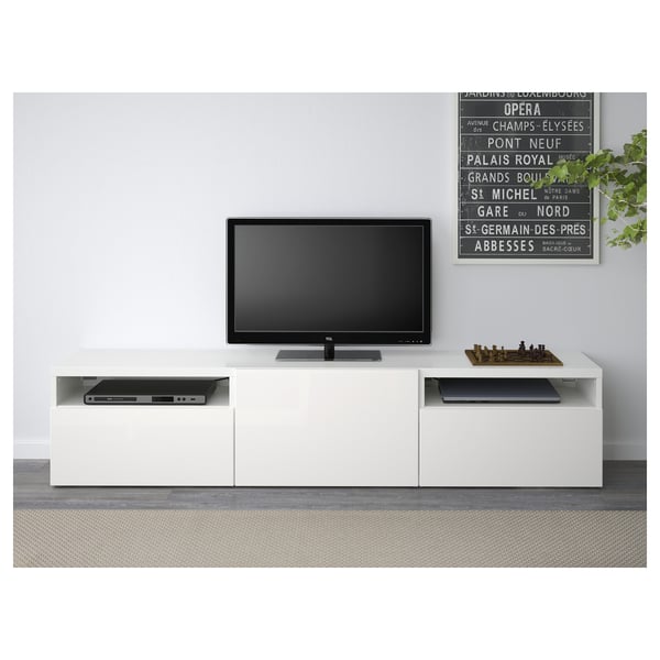 Besta Szafka Pod Tv Bialy Selsviken Polysk Biel 180x42x39 Cm