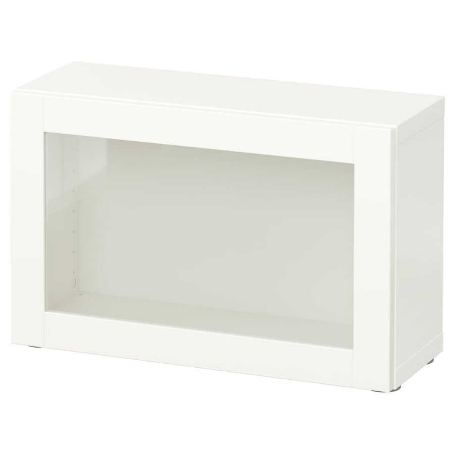 BESTÅ kapp 60x20x38 cm, valge/ Sindvik läbipaistev klaas