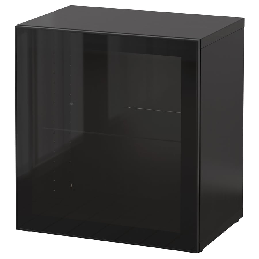 BESTÅ Skapis 60x40x64 cm, melni brūns/ Glassvik caurspīdīgs stikls