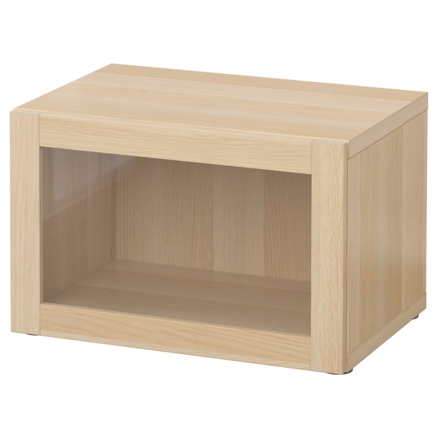 BESTÅ Skapis 60x40x38 cm, balināts ozols/ Sindvik caurspīdīgs stikls