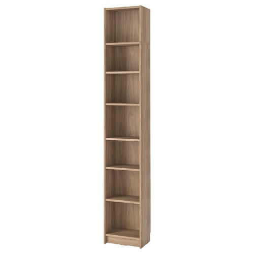 Regał dębowy BILLY, 6 półek, minimalistyczny design, idealne miejsce do przechowywania.