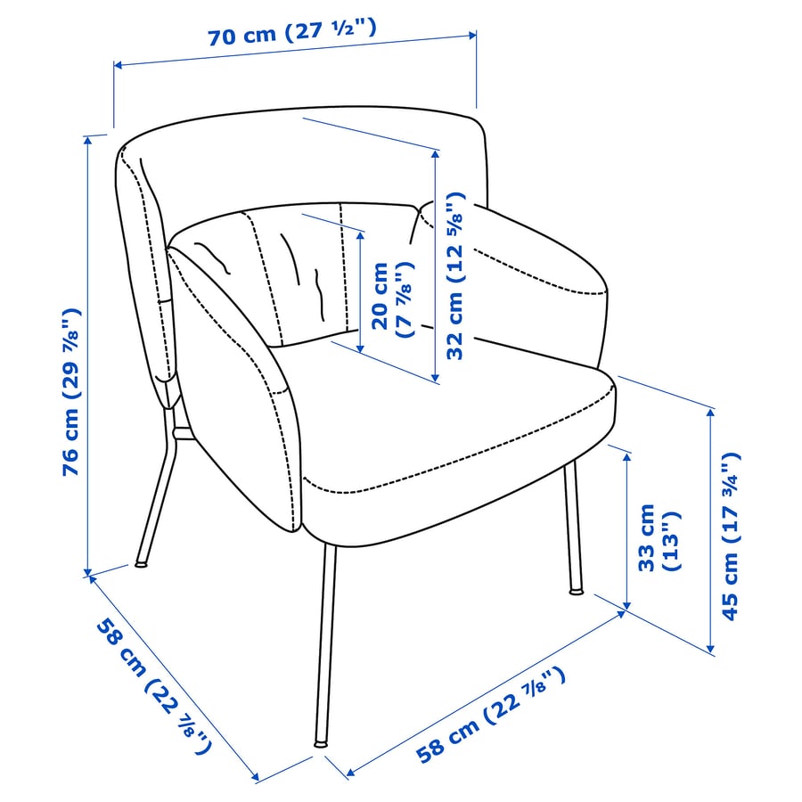 BINGSTA tugitool 70x58x76 cm Vissle tumehall/Kabusa tumehall