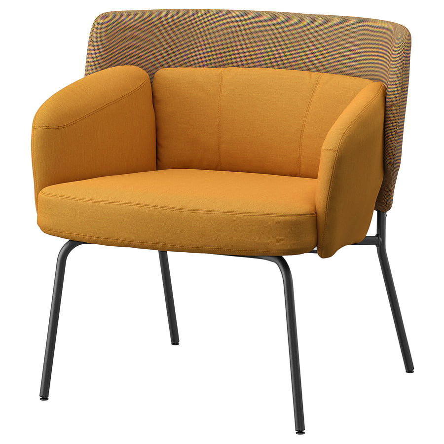 BINGSTA tugitool 70x58x76 cm Vissle tumekollane/Kabusa tumekollane