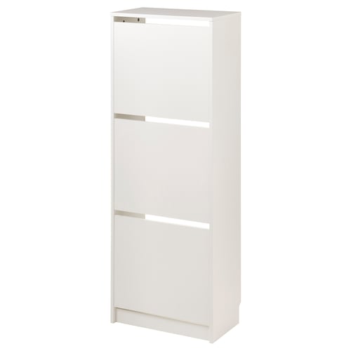 BISSA Шафа для взуття, 3 перегородки - білий 49x28x135 см