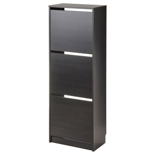 BISSA Шафа для взуття, 3 перегородки - чорно-коричневий 49x28x135 см