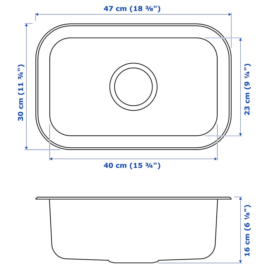 BOHOLMEN izlietne  30x15.7 cm nerūsējošais tērauds