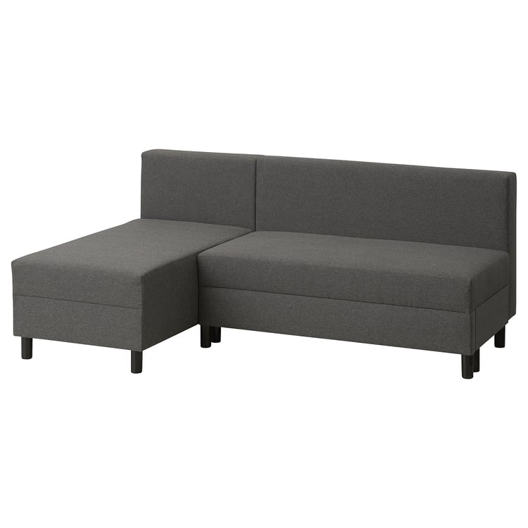 BORGÅSEN Rozkładana sofa 3-osobowa, z szezlongiem ciemnoszary