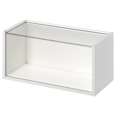 BRÄNNBOLL biała, kwadratowa witryna, przejrzyste panele, nowoczesny, minimalistyczny design.