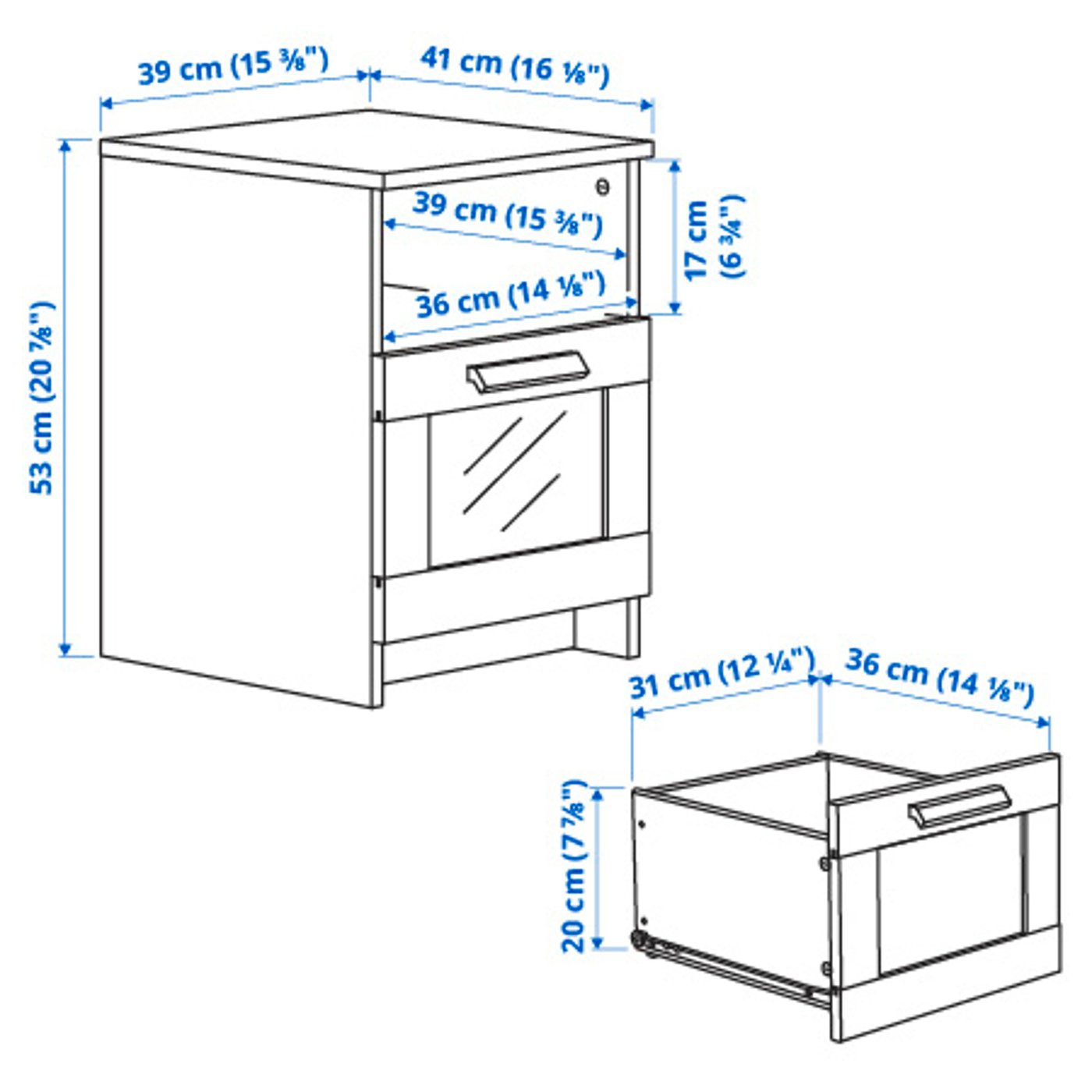 Приліжковий столик IKEA BRIMNES, сірий, 39 × 41 см — фото 4