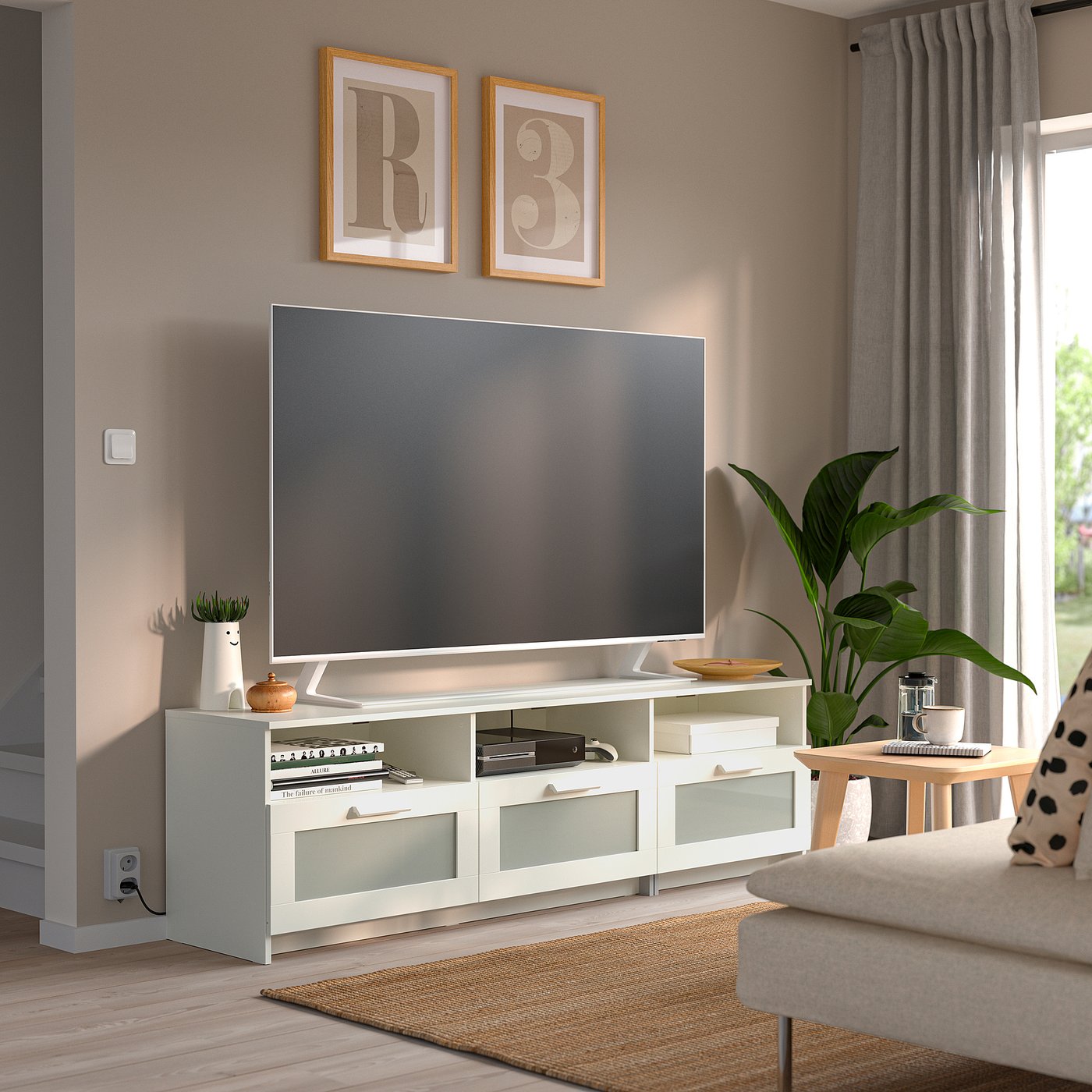 Тумба під телевізор IKEA BRIMNES, білий, 180 × 41 × 53 см — фото 2