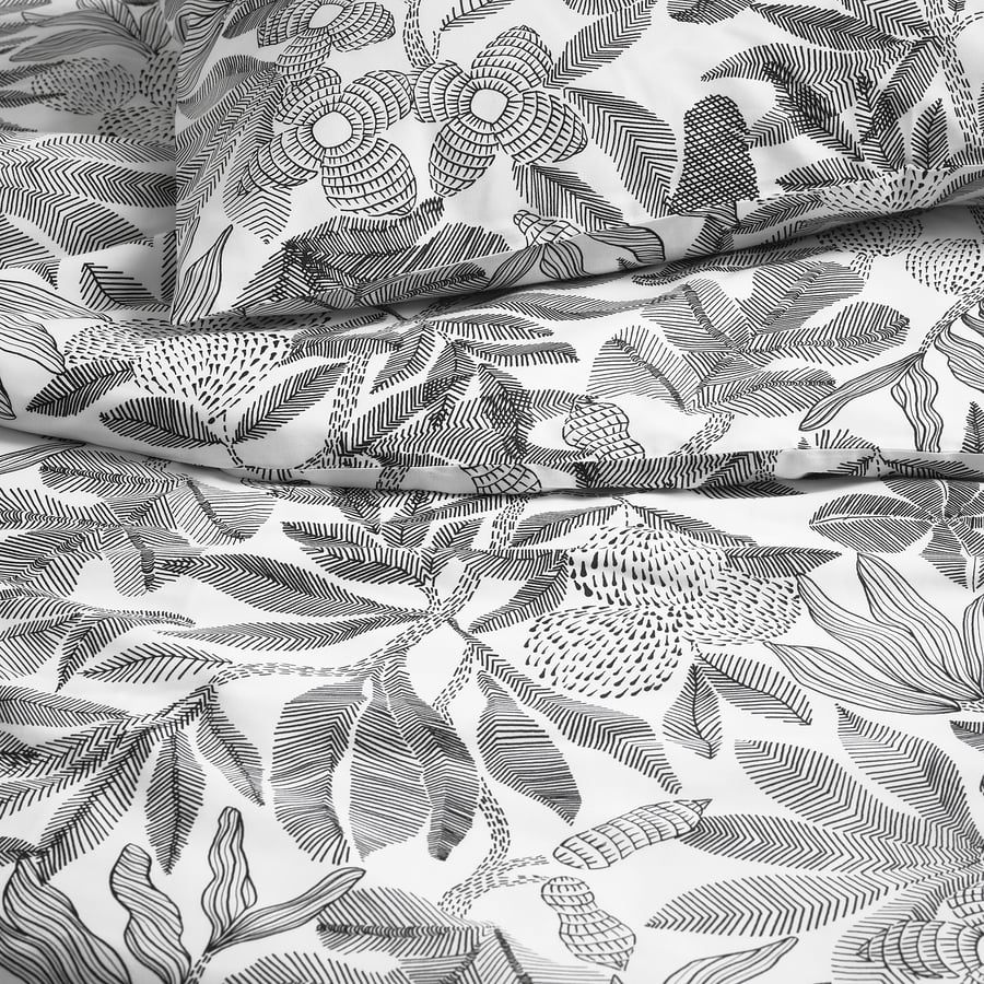 BROKDRACENA tekikott ja padjapüür, valge/must, 150x200/50x60 cm BROKDRACENA tekikott ja padjapüür, valge/must, 150x200/50x60 cm