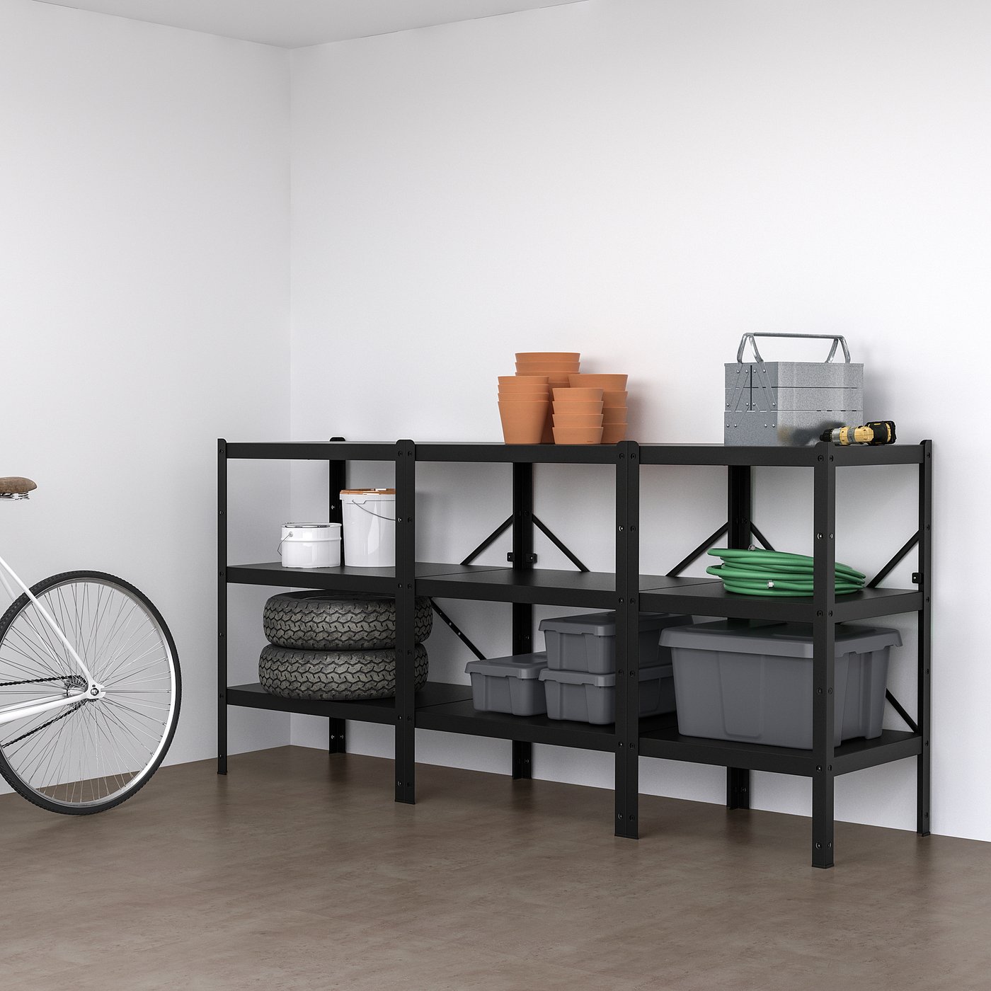 Стелаж IKEA BROR, чорний, 234 × 55 × 110 см — фото 2