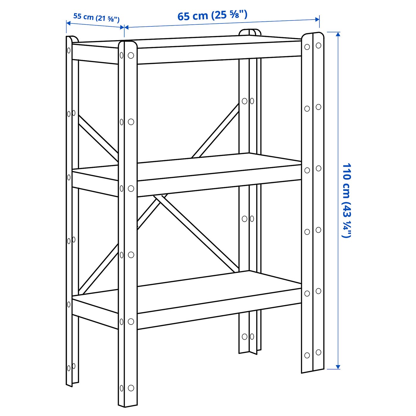 Стелаж IKEA BROR, чорний, 234 × 55 × 110 см — фото 3