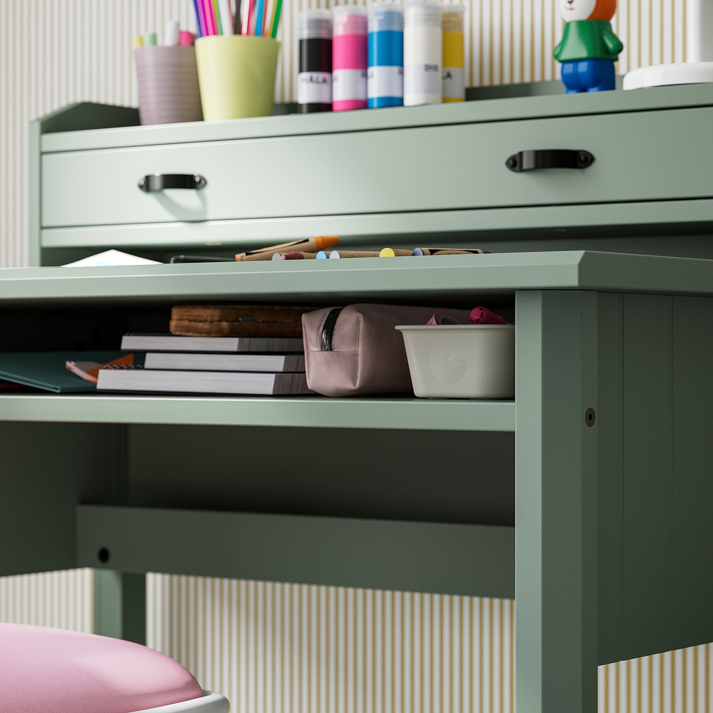 Письмовий стіл IKEA BRYTNING, зелений, 85 × 53 × 75 см — фото 5