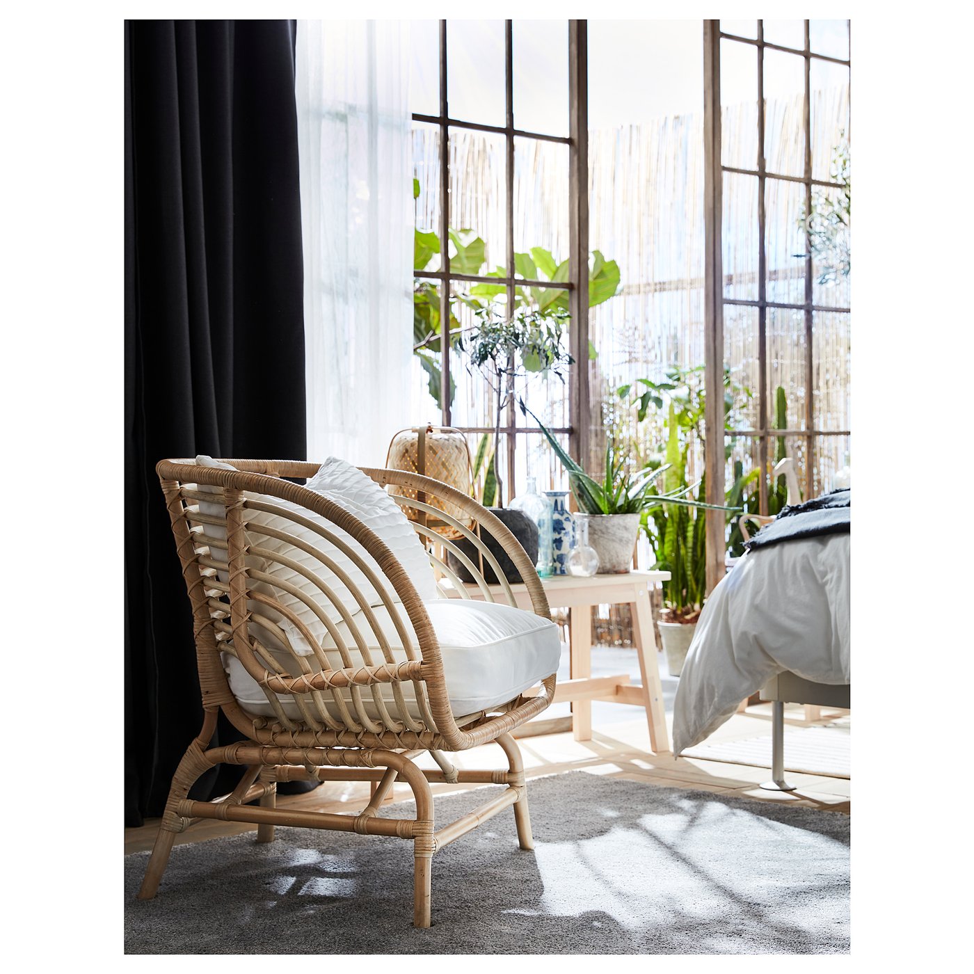 ikea buskbo kreslo rotang djupvik belyj 792 990 16