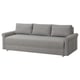 Szara rozkładana sofa DÅNHULT z podłokietnikami, miękką tkaniną, sprężynami kieszeniowymi, przekształca się w łóżko, miejsce na pościel.