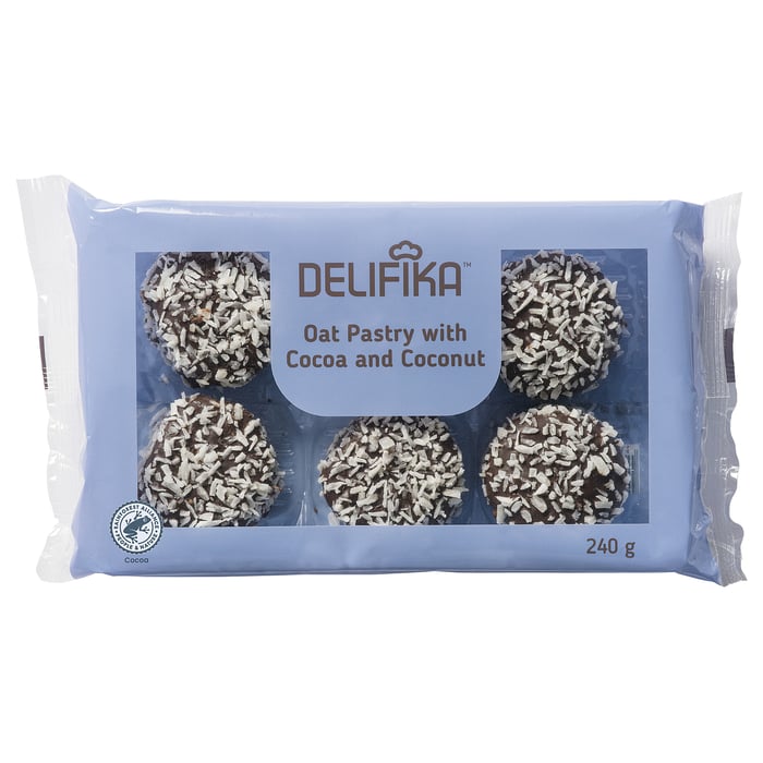 DELIFIKA Вівсяне печиво какао і кокос, сертифіковано Rainforest Alliance 240 г
