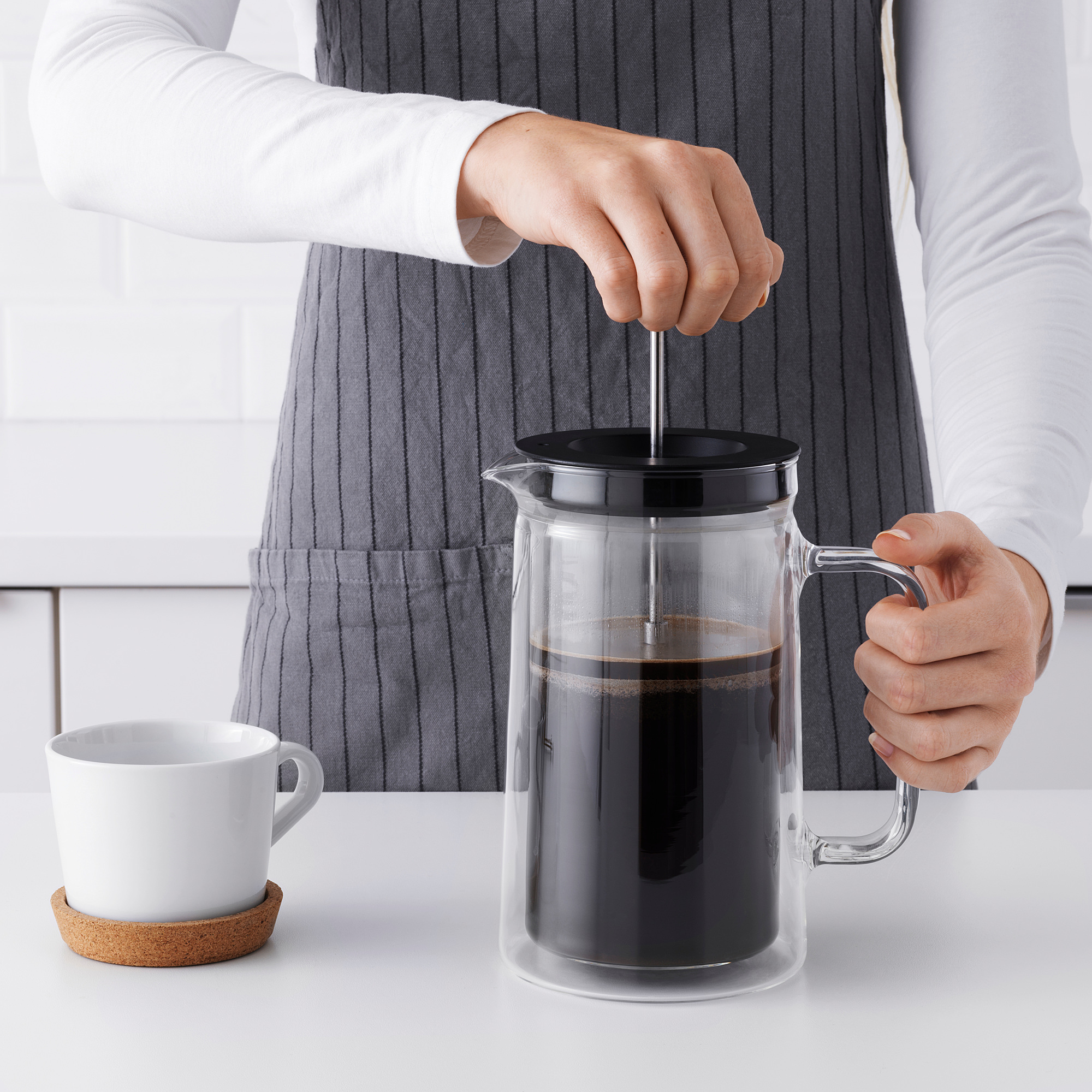 EGENTLIG Zaparzacz do kawy/herbaty, podwójna ścianka, szkło bezbarwne