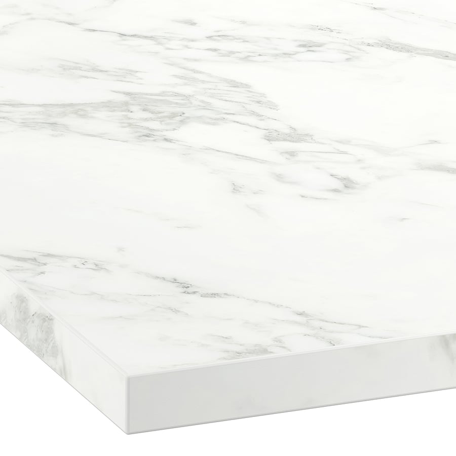 EKBACKEN darba virsma - intensīvi balta marmora imitācija/lamināts 186x2,8 cm 