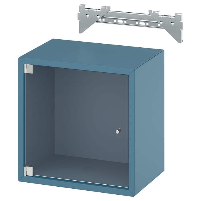 EKET Навісна шафка/скляні дверцята, темний сіро-синій, 35x25x35 см