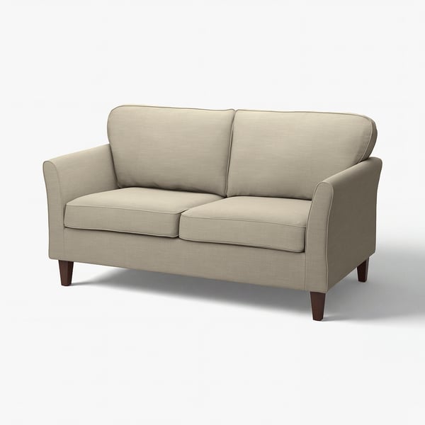 Nowoczesna beżowa sofa z krótkimi nogami, dopasowany na miarę, ekologiczna tkanina.