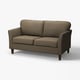 Brązowa sofa EKHOLMA, tapicerka z materiału, drewniane nogi, prosty design.