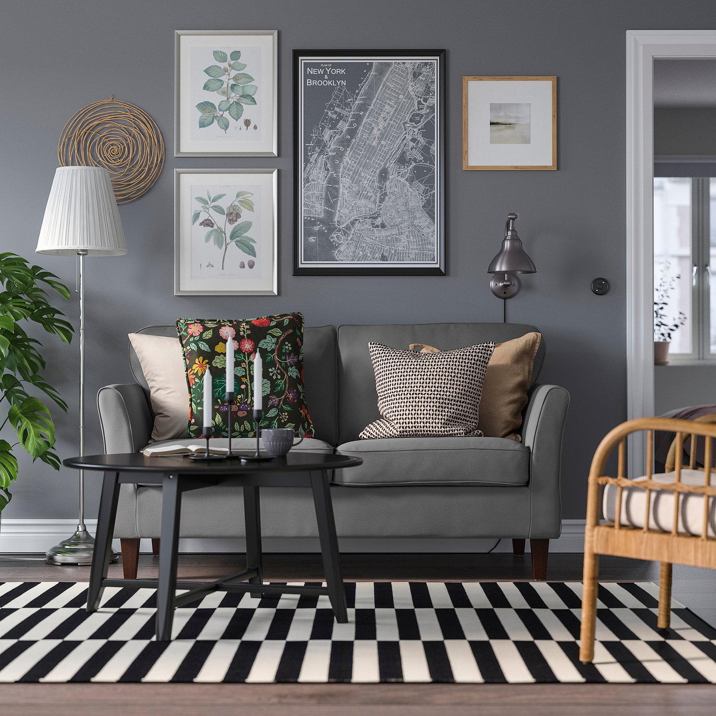 EKHOLMA Sofa 2-osobowa - Hakebo ciemnoszary