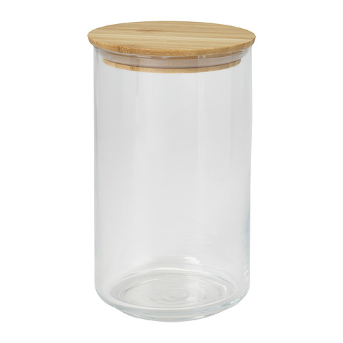 EKLATANT - słoik z pokrywką, 1 l, szkło bezbarwne/bambus