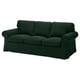 Na zdjęciu ciemnozielona, trzyosobowa sofa EKTORP o klasycznym designie i wygodnych, wyjmowanych poduszkach.