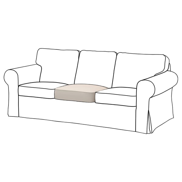 Biała sofa EKTORP, z podłokietnikami i oparciem, o minimalistycznym designie.