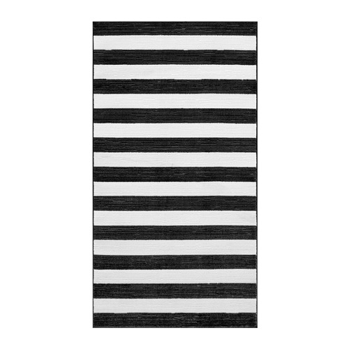 ELSYSTEM - dywan z krótkim włosiem, 80x150 cm, czarny/biały/paski