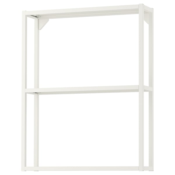 Biały regał otwarty ENHET; minimalistyczny design; 3 poziomy; stalowa rama i półki.