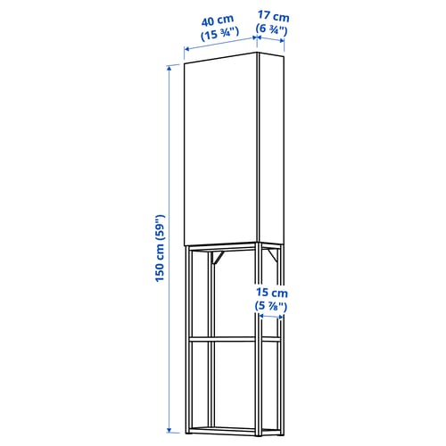 ENHET Regal, bialy/blady szaro-zielony, 40x17x150 cm