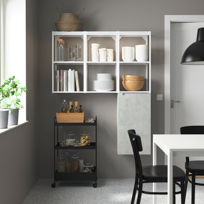 ENHET Regał, biały/imitacja betonu, 120x32x150 cm - IKEA