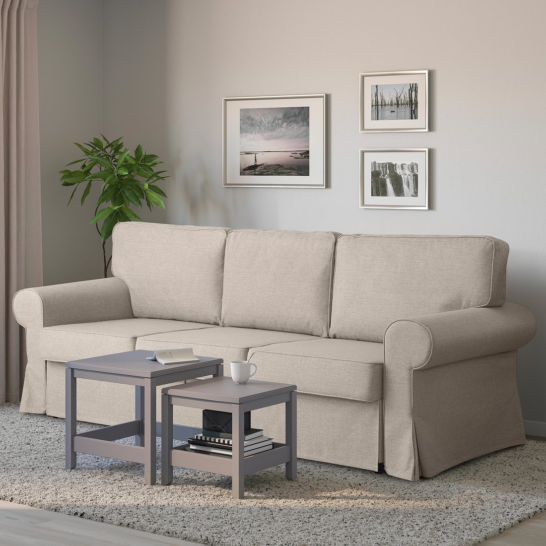 EVERTSBERG Rozkładana sofa 3osobowa, z pojemnikiem beżowy, Kupuj