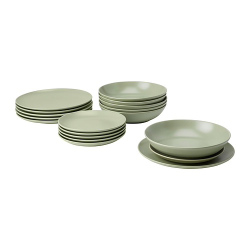 FÄRGKLAR - serwis, 18 szt., Matowy zielony