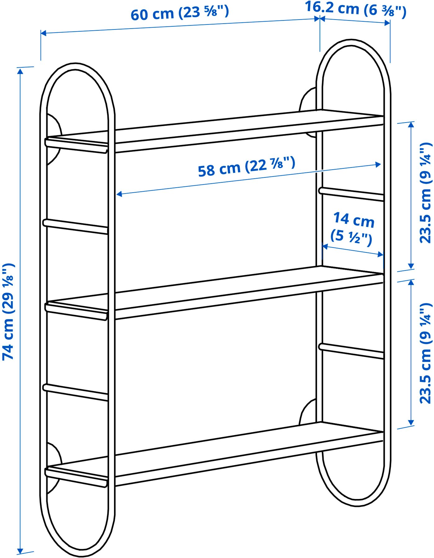 Настінна полиця IKEA FÄRGSÄTTARE, зелений, 60 × 16 × 74 см — фото 5