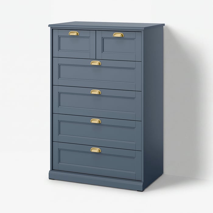 FÅGELFJÄLLET Комод, 6 шухляд, темний сіро-синій, 82x51x123 см