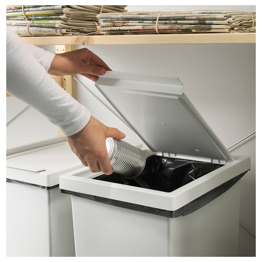 FILUR Plastikkorv kaanega, valge, 42 l